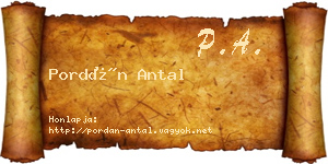 Pordán Antal névjegykártya